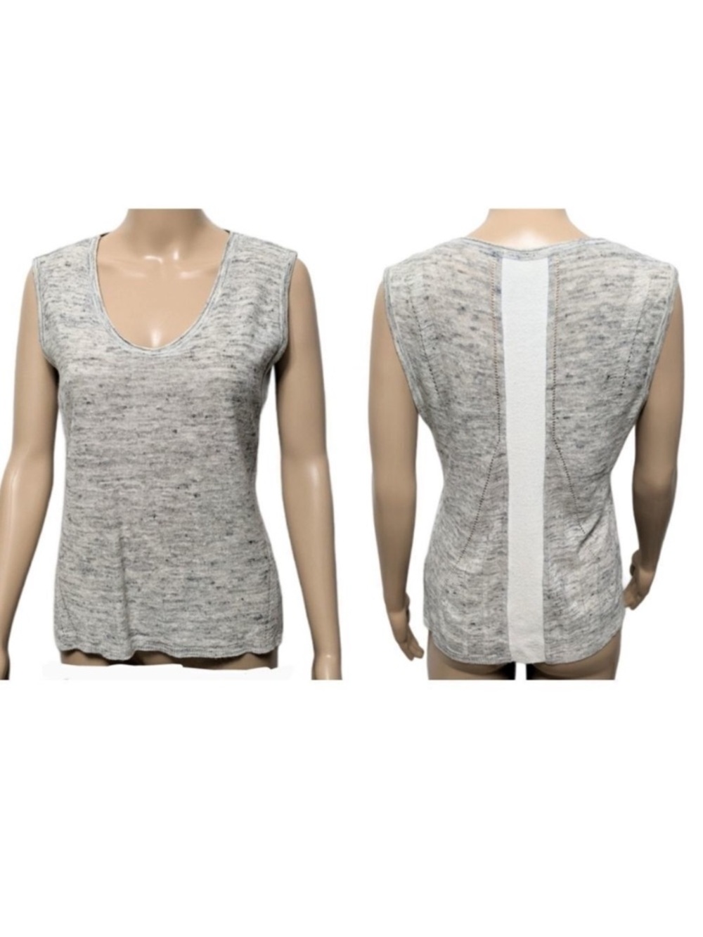 WHITE + WARREN Linen Colorblock Sleeveless Top XS